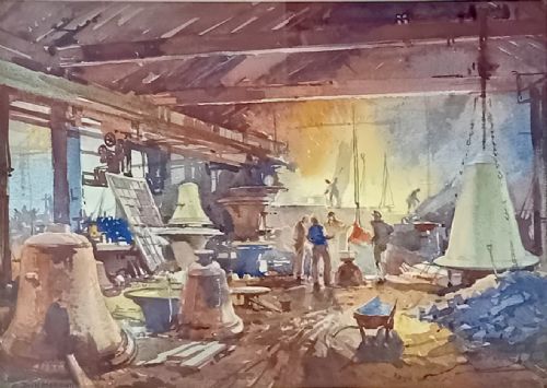 Jack Merriott Watercolour ‘ the Bell Foundry ‘