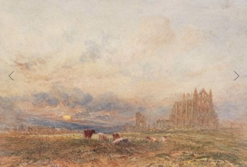 GEORGE WEATHERILL WATERCOLOUR WHITBY ABBEY AT SUNSET GEORGE WEATHERILL WATERCOLOUR WHITBY ABBEY AT SUNSET - ADDITIONAL PHOTO 1