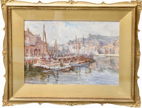 TOM CLOUGH WATERCOLOUR WHITBY HARBOUR YORKSHIRE - ADDITIONAL PHOTO 1