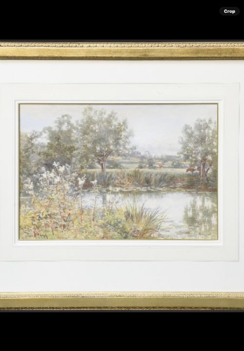 THOMAS HUNN WATERCOLOUR COWS IN A RIVERSCAPE WITH COWS IN A FIELD BEYOND - ADDITIONAL PHOTO 2