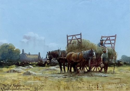 george hamilton constantine watercolour the resthaymaking - CATEGORY: ANTIQUE ART - DATED 1930