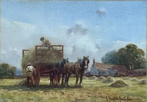 grorge hamilton constantine watercolour harvesting - CATEGORY: ANTIQUE ART - DATED 1930
