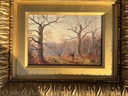 WILLIAM GREAVES PAIR OIL PAINTINGS FIGURES IN WOODED LANDSCAPES - ADDITIONAL PHOTO 1