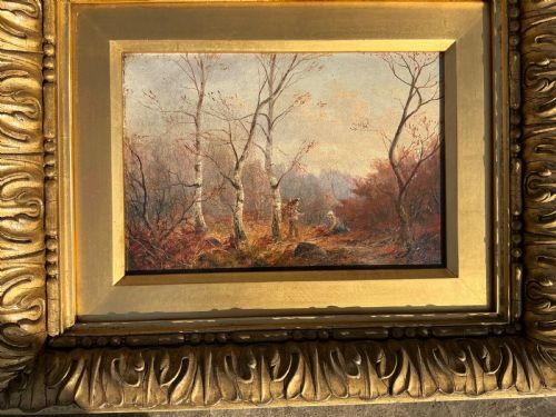 WILLIAM GREAVES PAIR OIL PAINTINGS FIGURES IN WOODED LANDSCAPES - ADDITIONAL PHOTO 2