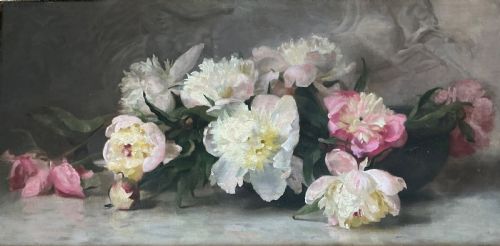 GERTRUDE HAYES OIL PAINTING PEONIES