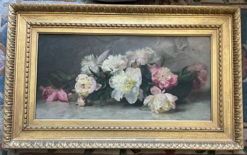 GERTRUDE HAYES OIL PAINTING PEONIES - ADDITIONAL PHOTO 4
