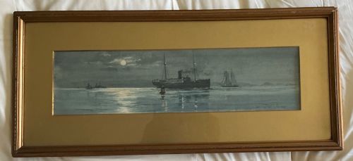 FRANK WATSON WOOD WATERCOLOUR SHIPS THAT PASS IN THE NIGHT - ADDITIONAL PHOTO 1