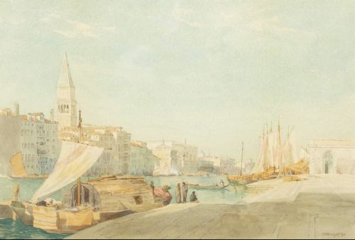 Richard Henry Wright Watercolour ‘ the Grand Canal from the Steps of Santa Maria Della Salute,venice ‘