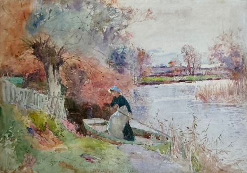 Thomas Mackay Watercolour ‘ Ferry -Near Stratford-on-avon ‘
