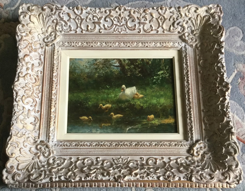 DAVID ADOLPH CONSTANT ARTZ  OIL PAINTING ‘A DUCK AND HER DUCKLINGS BY A STREAM’ View II