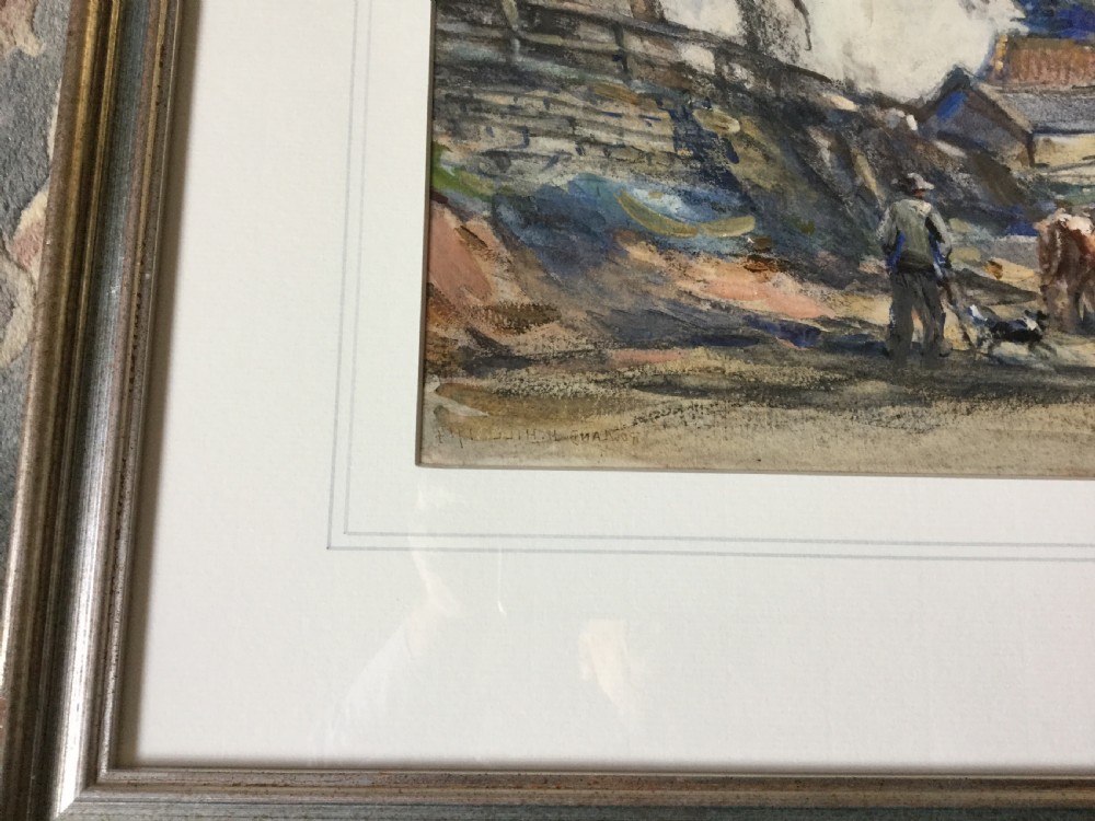 ROWLAND HENRY HILL WATERCOLOUR ‘A FARMER AND HIS DOG HERDING CATTLE’ View VI