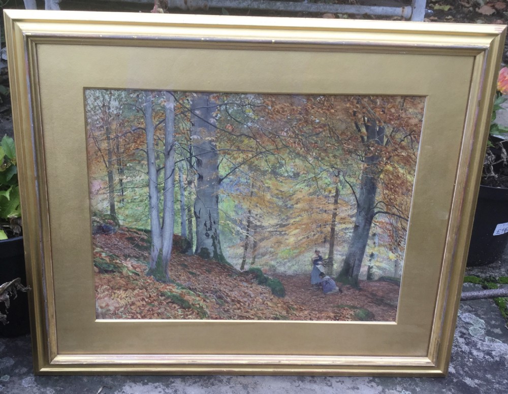 JAMES THOMAS WATTS WATERCOLOUR ‘ WELSH BEECHWOOD IN  AUTUMN’ View II