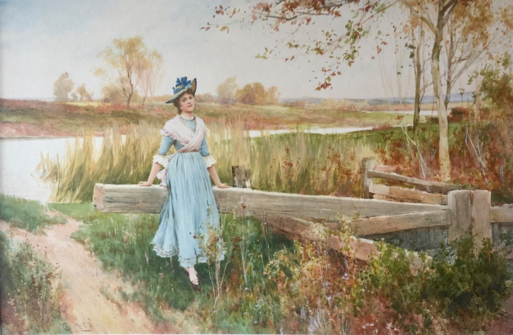 ALFRED GLENDENING JUNIOR WATERCOLOUR ‘ AT THE LOCK GATE’