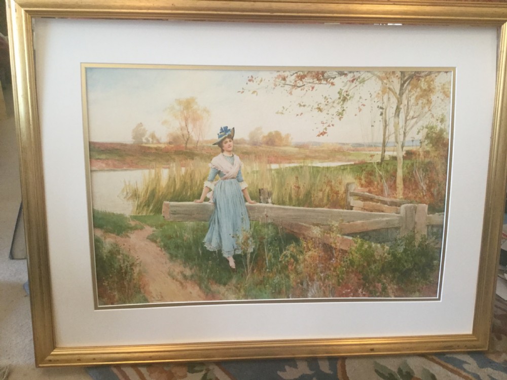 ALFRED GLENDENING JUNIOR WATERCOLOUR ‘ AT THE LOCK GATE’ View II