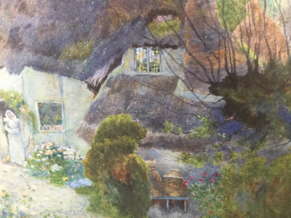 DAVID WOODLOCK WATERCOLOUR ‘ PICKING FLOWERS AT SUNSET IN A COTTAGE GARDEN’ View IV