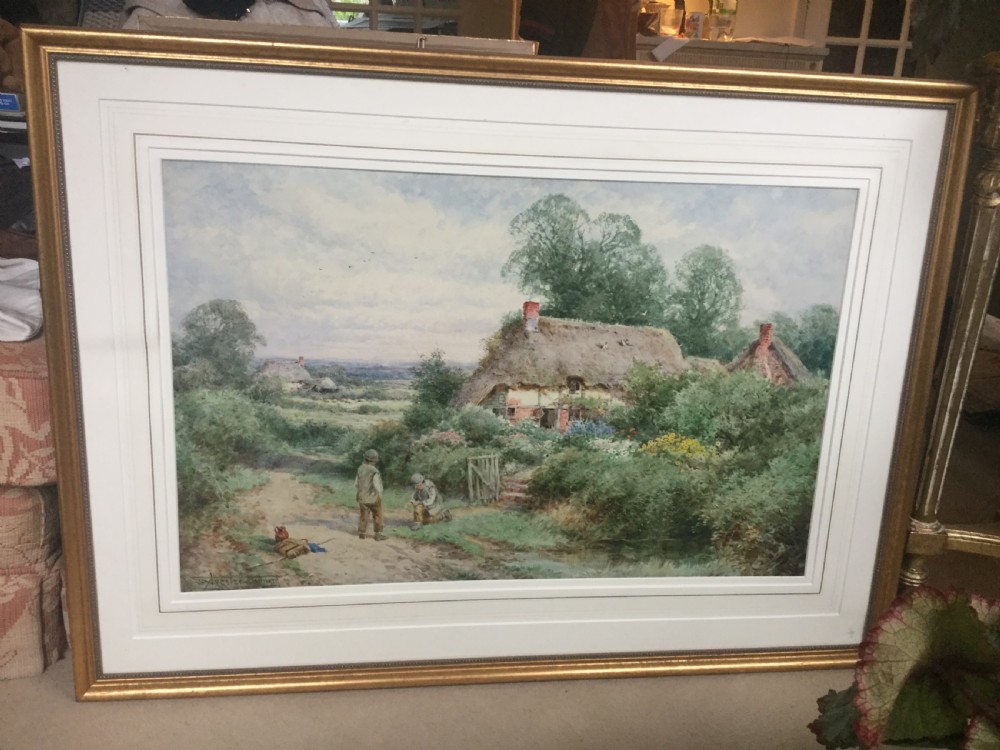 HENRY JOHN SYLVESTER STANNARD WATERCOLOUR ‘ PLAYING MARBLES ‘  View II
