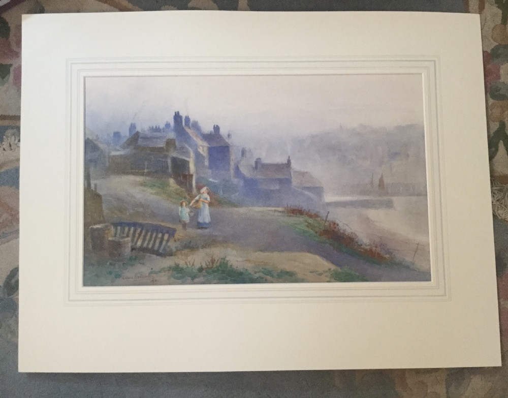 EDWIN BOTTOMLEY WATERCOLOUR  ‘ HENRIETTA STREET, WHITBY ,YORKSHIRE’ View II