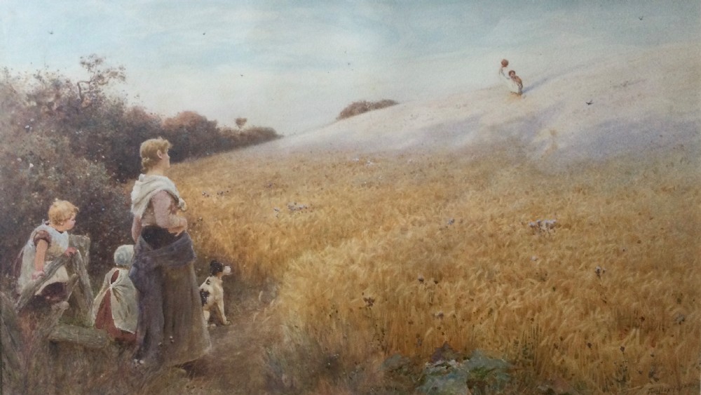 THOMAS JAMES LLOYD WATERCOLOUR ‘ HOME FROM THE FIELDS’