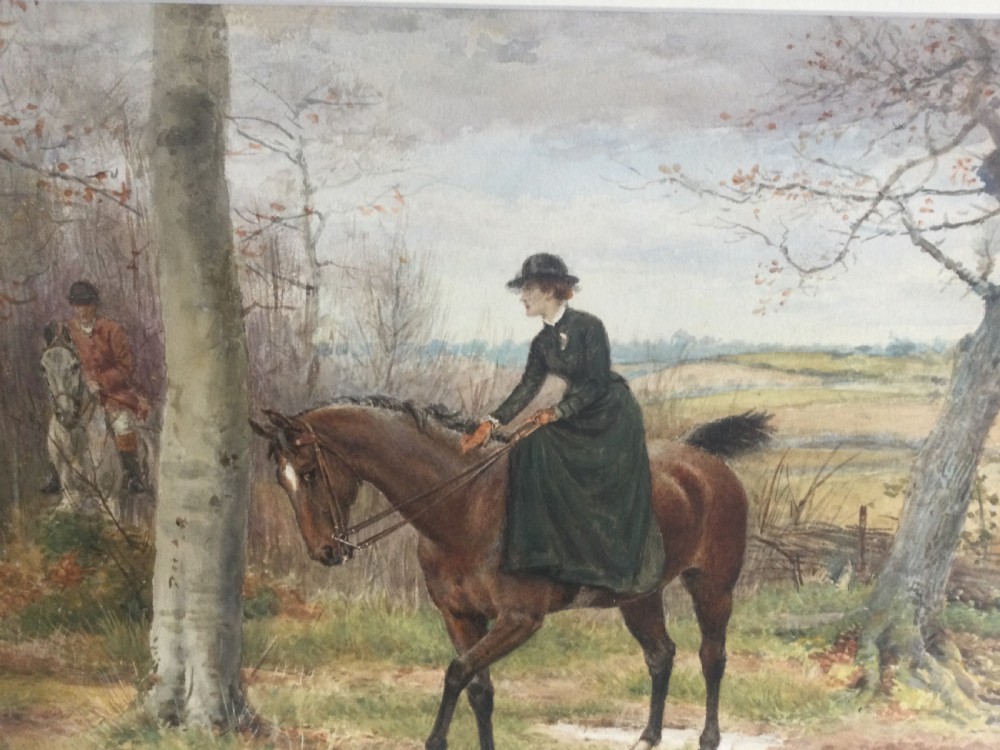 GEORGE GOODWIN KILBURNE WATERCOLOUR ‘ HUNTING IN THE WOODS’ View IV