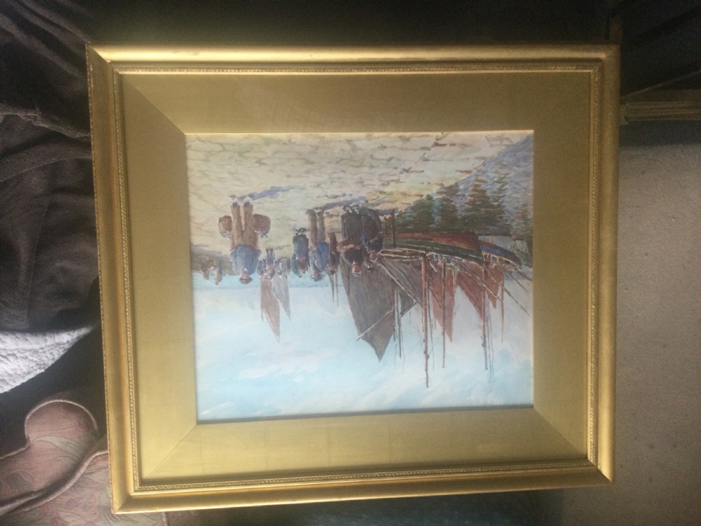 TOM CLOUGH WATERCOLOUR ‘ SARDINE FISHING THE QUAY, CONCARNEAU ,BRITTANY’ View II