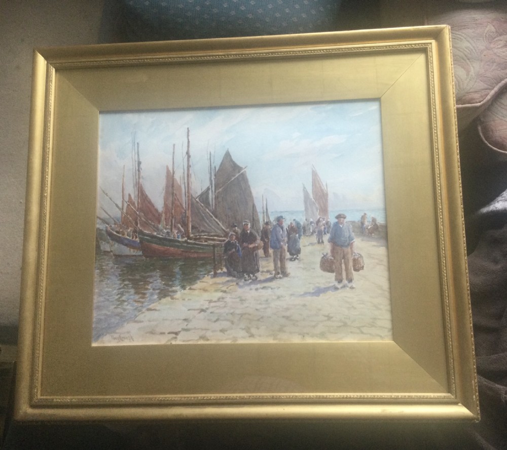 TOM CLOUGH WATERCOLOUR ‘ SARDINE FISHING THE QUAY, CONCARNEAU ,BRITTANY’ View III