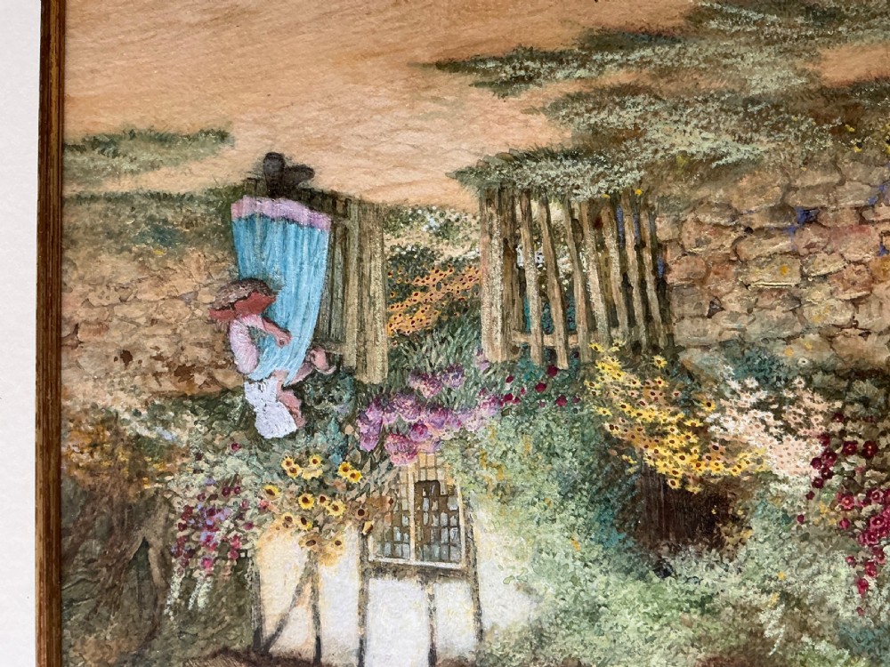 ARTHUR CLAUDE STRACHAN WATERCOLOUR ‘ YOUNG  GIRL OUTSIDE A COTTAGE GARDEN’ View III