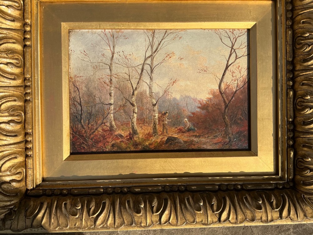 WILLIAM GREAVES PAIR OIL PAINTINGS ‘ FIGURES IN WOODED LANDSCAPES’ View III