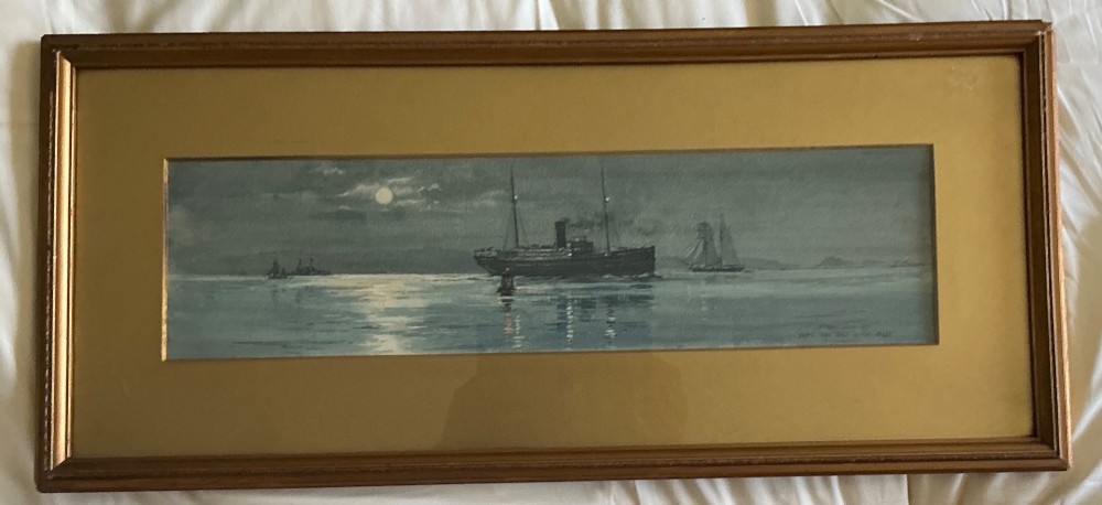 FRANK WATSON WOOD WATERCOLOUR ‘SHIPS THAT PASS IN THE NIGHT ‘ View II