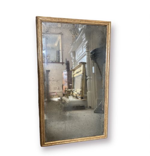 Rectangular Bevelled Giltwood Mirror with 19th c Mercury glass mirror plate.