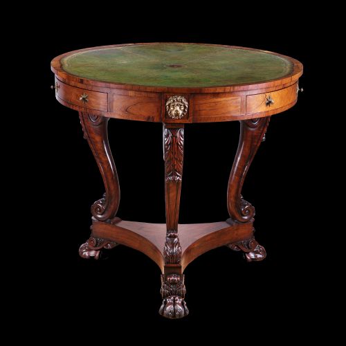 An early, 19th Century Regency rosewood drum table
