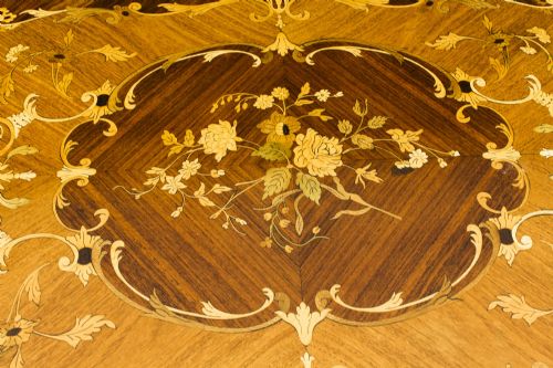 fig 3. Antique French Burr Walnut Marquetry Card / Backgammon Table 19th Century