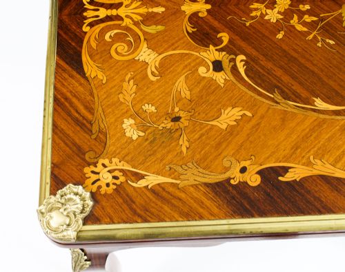 fig 4. Antique French Burr Walnut Marquetry Card / Backgammon Table 19th Century