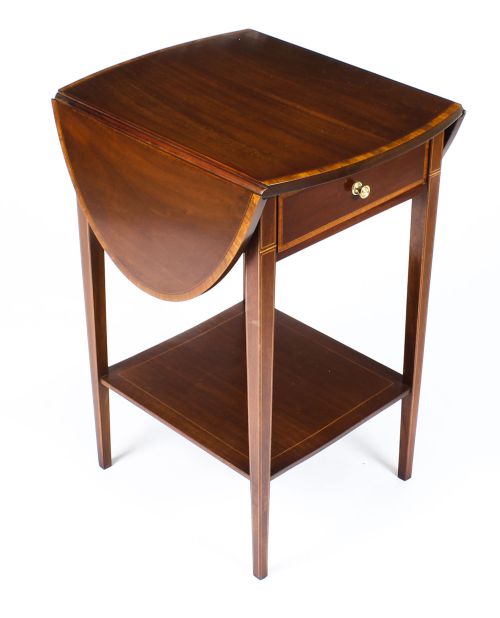 fig 2. Antique Pair of Edwardian Inlaid Mahogany Bedside Tables c1900