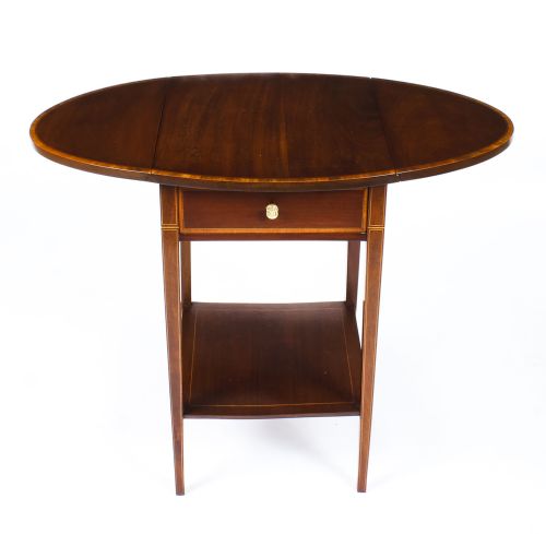 fig 3. Antique Pair of Edwardian Inlaid Mahogany Bedside Tables c1900