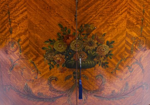fig 2. Antique Edwardian Satinwood Demi Lune Cabinet 19th Century