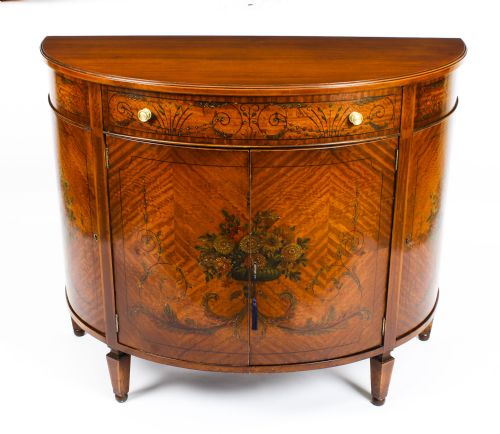 fig 6. Antique Edwardian Satinwood Demi Lune Cabinet 19th Century