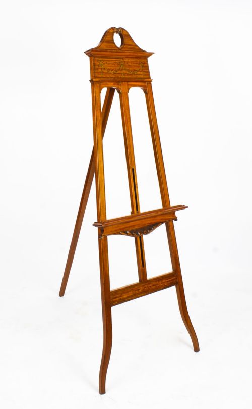 Antique Edwardian Satinwood Hand Paintes Artists Easel Circa 1900