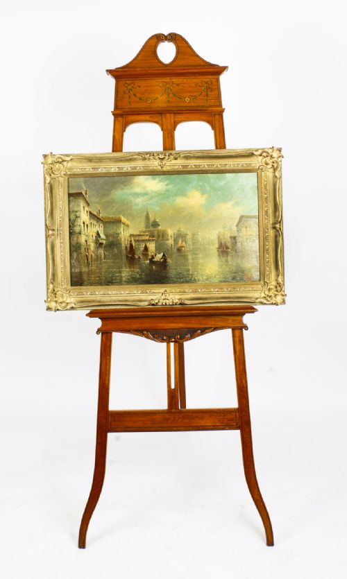 fig 2. Antique Edwardian Satinwood Hand Paintes Artists Easel Circa 1900