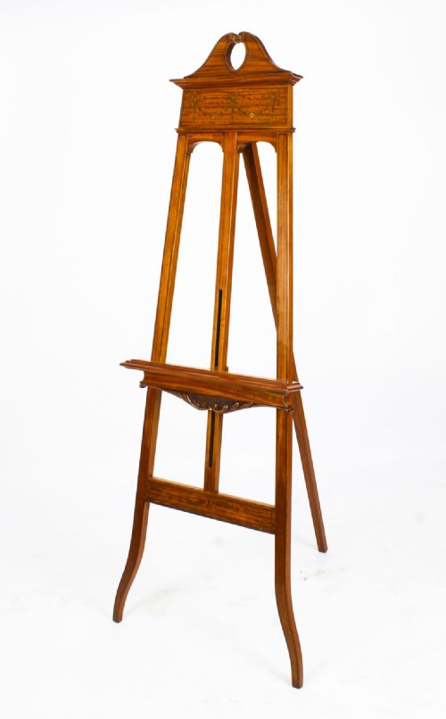 fig 7. Antique Edwardian Satinwood Hand Paintes Artists Easel Circa 1900