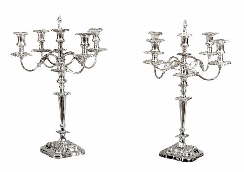 Antique Pair Five Light Candelabra by Mappin & Webb 19th C