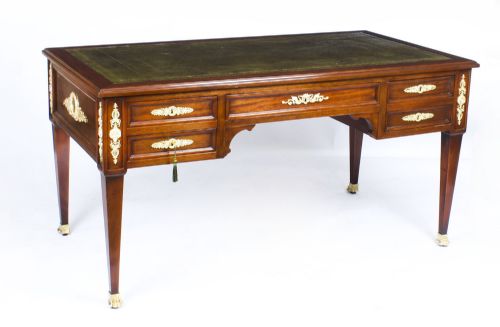 Antique French Empire Revival Bureau Plat Desk Writing Table 19th C