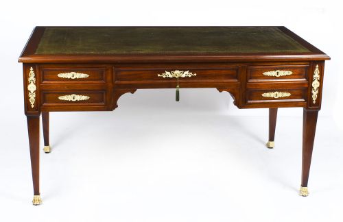 fig 1. Antique French Empire Revival Bureau Plat Desk Writing Table 19th C