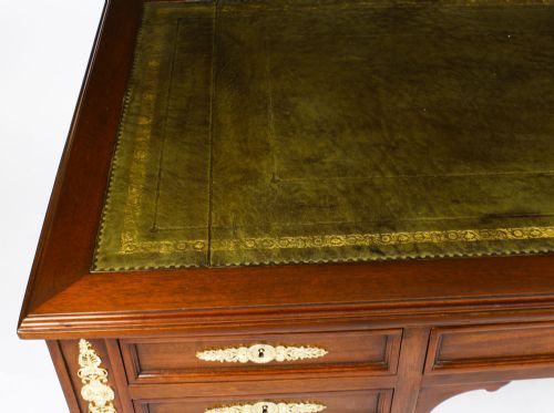 fig 3. Antique French Empire Revival Bureau Plat Desk Writing Table 19th C