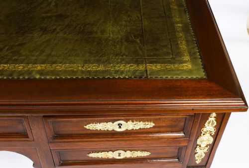 fig 4. Antique French Empire Revival Bureau Plat Desk Writing Table 19th C