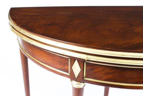 fig 2. Antique French Directoire Brass Mounted Card Table Early 19th Century