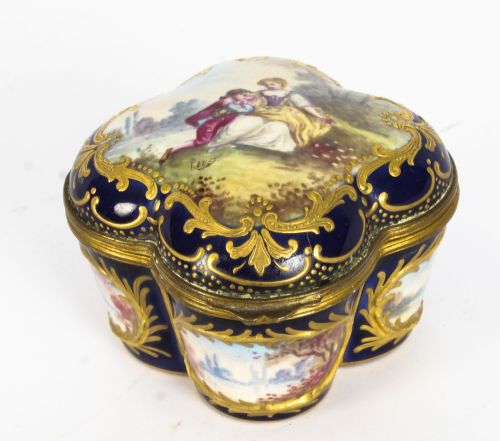 Antique French Sevres Porcelain Quatrefoil Casket C1860 19th C