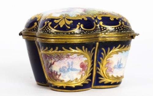 fig 1. Antique French Sevres Porcelain Quatrefoil Casket C1860 19th C