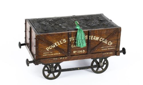 Antique Coal Wagon Oak Humidor Railway Interest 19th Century