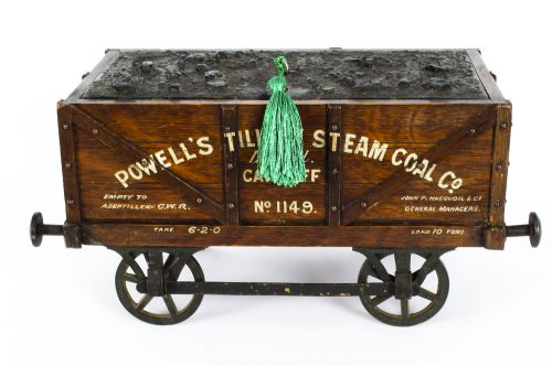 fig 1. Antique Coal Wagon Oak Humidor Railway Interest 19th Century