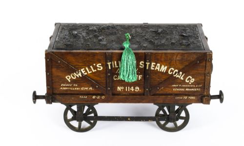 fig 3. Antique Coal Wagon Oak Humidor Railway Interest 19th Century